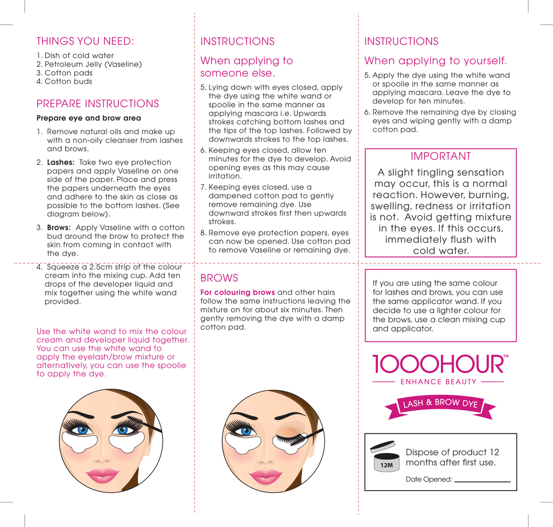 Instructions for LASH & BROW DYE KIT - BLACK - Pretty Woman NYC